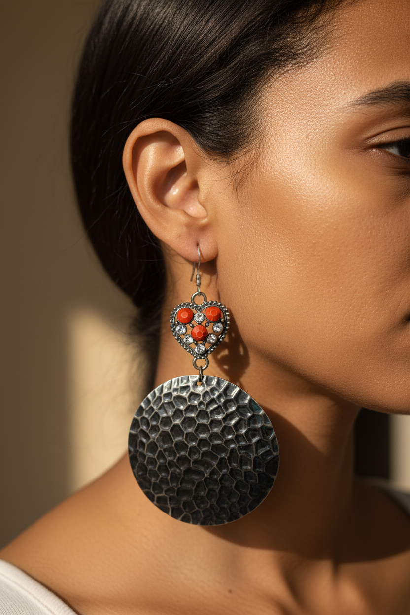 Boucles d'oreilles portées - femme métisse