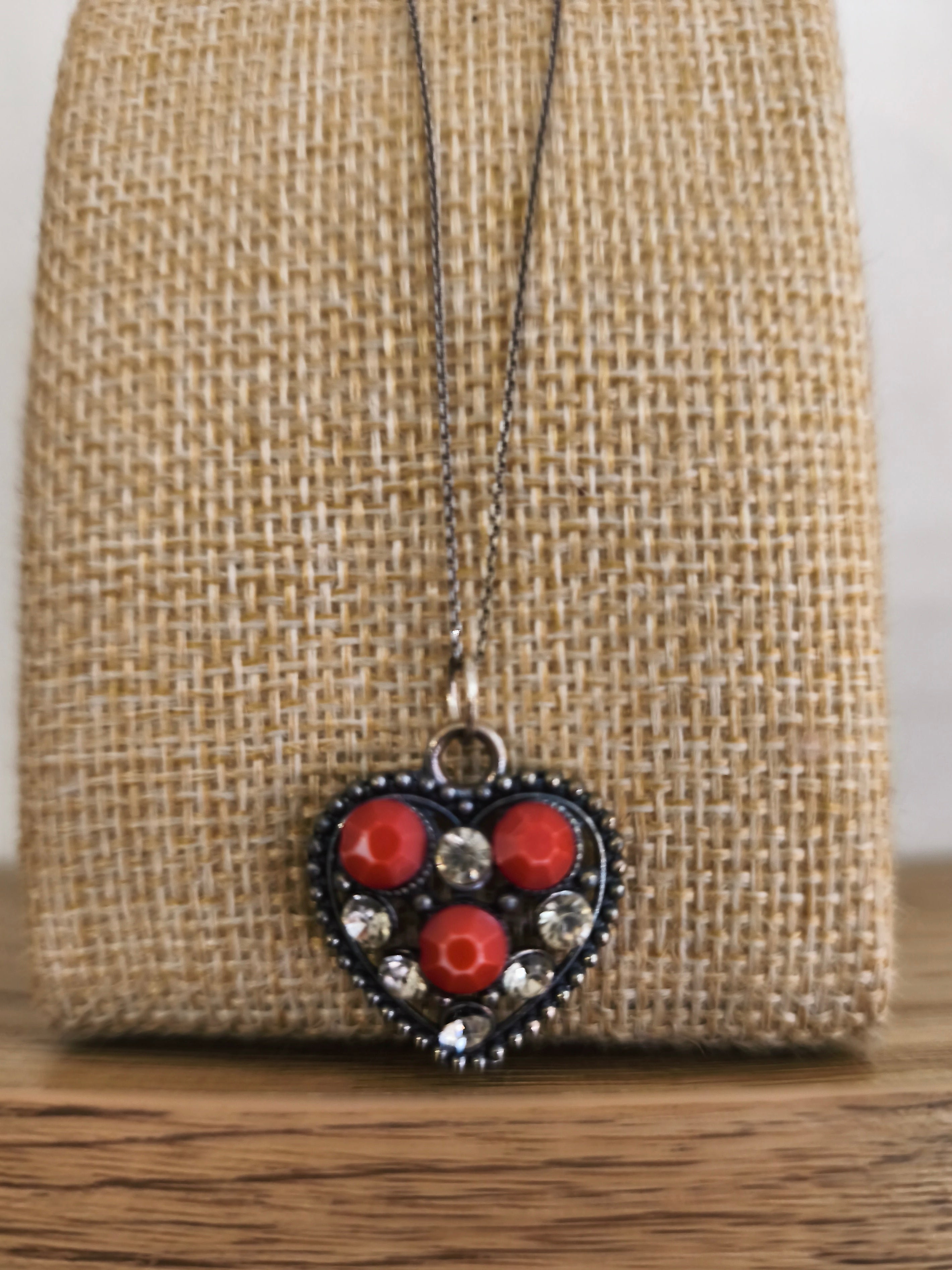 Collier Cœur Corail Argent