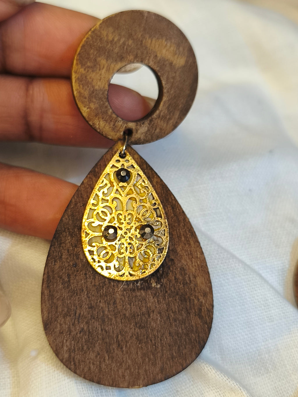 Boucles d'Oreilles Acacia Dentelle Dorée