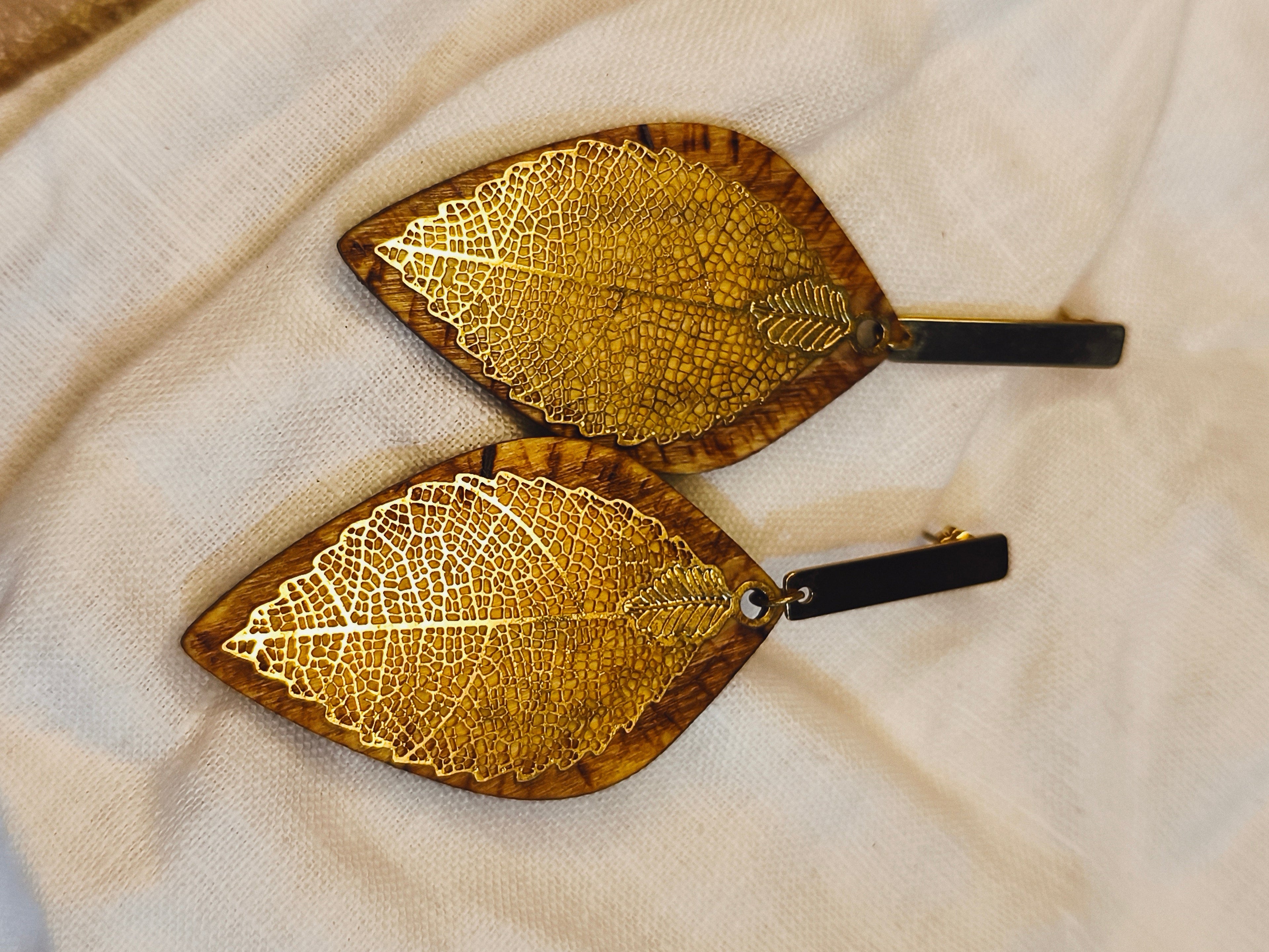 Boucles d'Oreilles Nervure Dorée